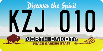 ND license plate KZJ010