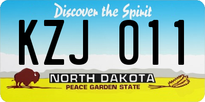 ND license plate KZJ011