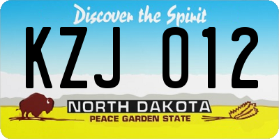 ND license plate KZJ012
