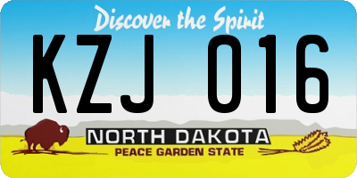 ND license plate KZJ016