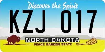 ND license plate KZJ017