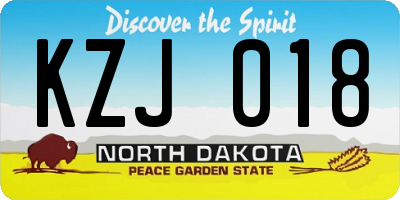 ND license plate KZJ018