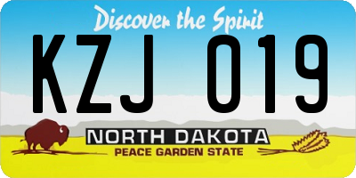 ND license plate KZJ019