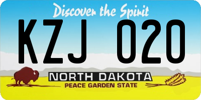 ND license plate KZJ020