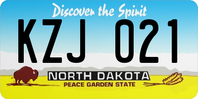 ND license plate KZJ021