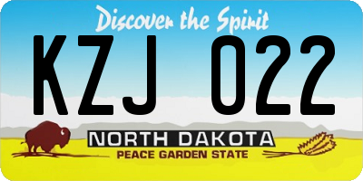 ND license plate KZJ022