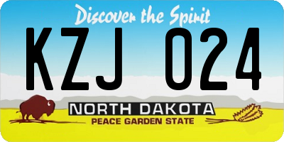 ND license plate KZJ024