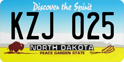 ND license plate KZJ025