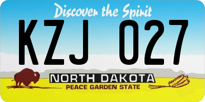 ND license plate KZJ027