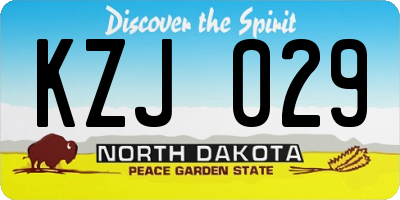 ND license plate KZJ029