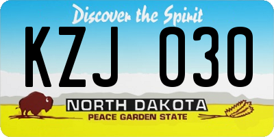 ND license plate KZJ030