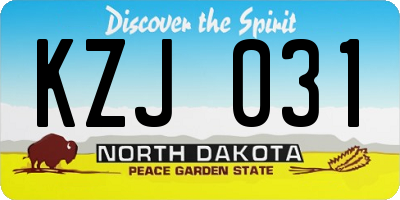 ND license plate KZJ031