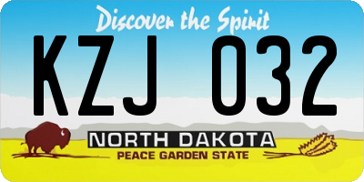ND license plate KZJ032