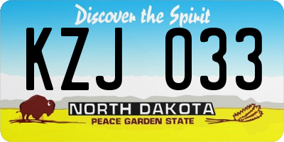 ND license plate KZJ033