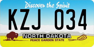 ND license plate KZJ034