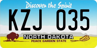 ND license plate KZJ035