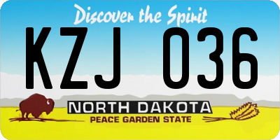 ND license plate KZJ036