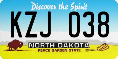 ND license plate KZJ038
