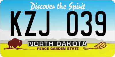 ND license plate KZJ039