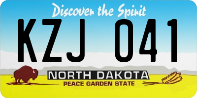 ND license plate KZJ041