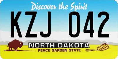 ND license plate KZJ042