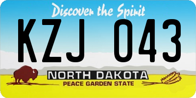 ND license plate KZJ043