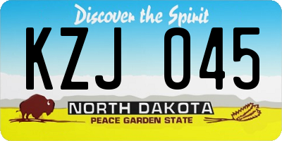 ND license plate KZJ045