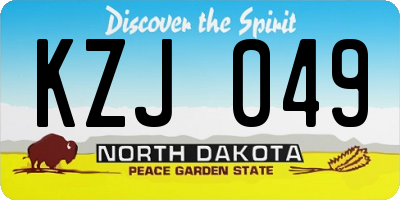 ND license plate KZJ049