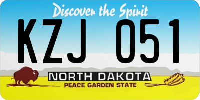 ND license plate KZJ051