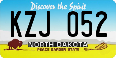 ND license plate KZJ052