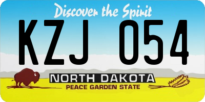 ND license plate KZJ054