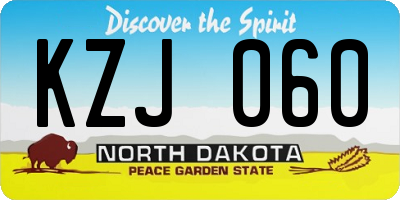 ND license plate KZJ060