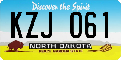 ND license plate KZJ061