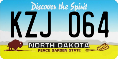 ND license plate KZJ064