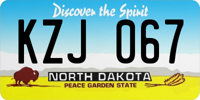 ND license plate KZJ067