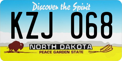 ND license plate KZJ068