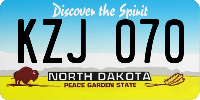 ND license plate KZJ070