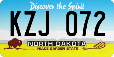ND license plate KZJ072