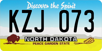 ND license plate KZJ073
