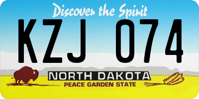 ND license plate KZJ074