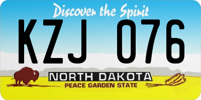 ND license plate KZJ076