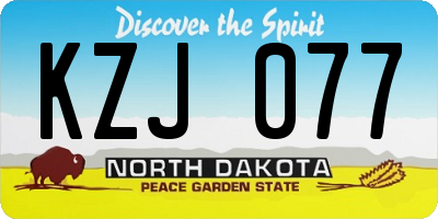 ND license plate KZJ077