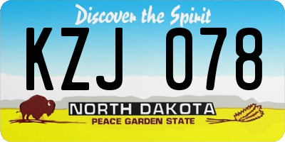ND license plate KZJ078
