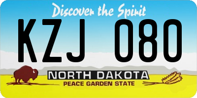 ND license plate KZJ080