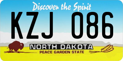 ND license plate KZJ086