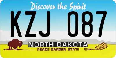 ND license plate KZJ087