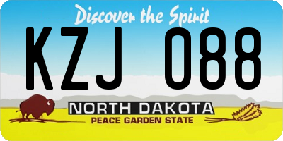 ND license plate KZJ088