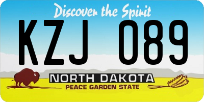 ND license plate KZJ089