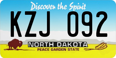 ND license plate KZJ092