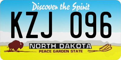 ND license plate KZJ096